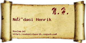 Nádasi Henrik névjegykártya