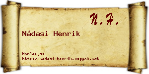 Nádasi Henrik névjegykártya